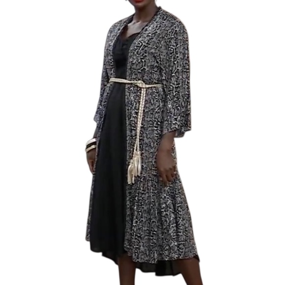 New Jessica Simpson Snake Print Tiered Hem Midi Topper Linnea Black Size Small - Picture 1 of 16